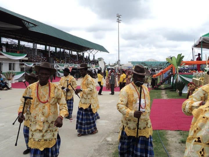 Bayelsa cultural contingent in traditional attire at a Nigerian festival